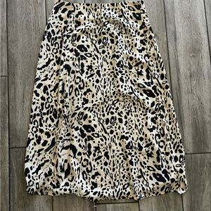 Nasty Gal Black and Tan Leopard Midi Skirt